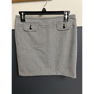 Loft Ann Taylor Houndstooth Skirt Size 4 Black White Lined Pockets Womens‎